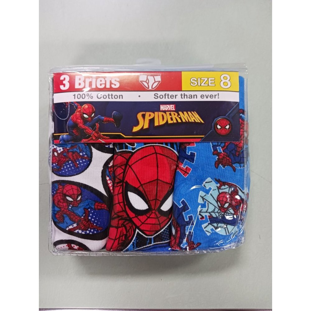 Marvel Spiderman 3 Boys Briefs Size 8 100% Cotton